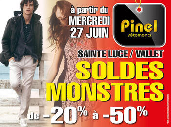 Affiche soldes d'été 2018 chez Pinel Vêtements